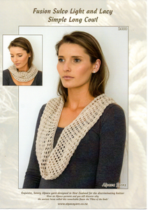 Fusion Sulco Light and Lacy Simple Long Cowl #2400 by Alpaca Yarns