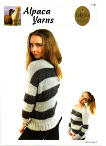 Striped or Solid Cosy Sweater #1131 by Alpaca Yarns