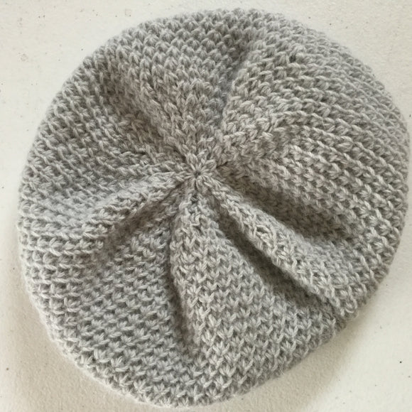 Hand Knit Hat Beanie Beret Angora Silk Merino