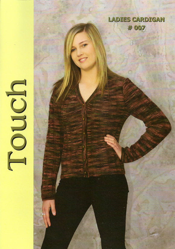 Ladies Cardigan Pattern #007 By Touch Yarns