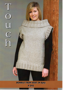 Bobble Trim Vest in 8Ply #041 By Touch Yarns