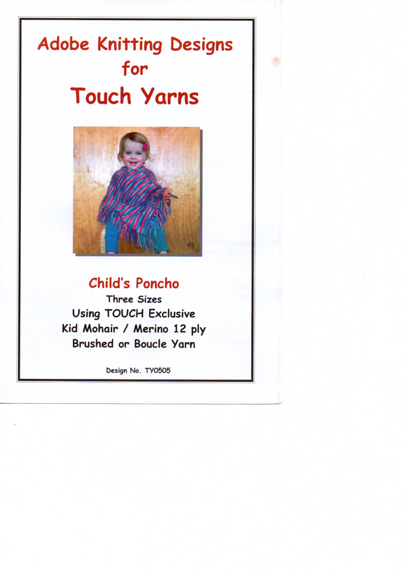 Childs Poncho #TY0505 By Touch Yarns